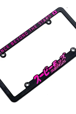 Subimods Official "Advance Beyond The Stars" License Plate Frame w/ Overseas Pink Logo Limited Offer