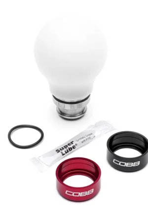 Sale COBB Weighted Round Shift Knob White w/ Interchangeable Base 5 Speed Subaru Models