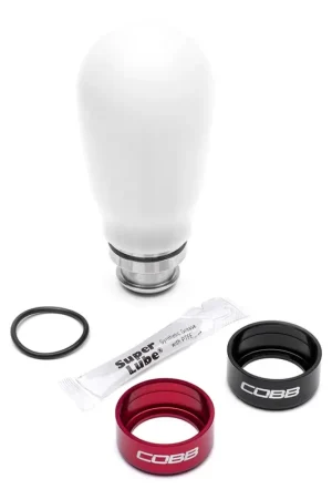 COBB Weighted Tall Shift Knob White w/ Interchangeable Base 5 Speed Subaru Models Exclusive