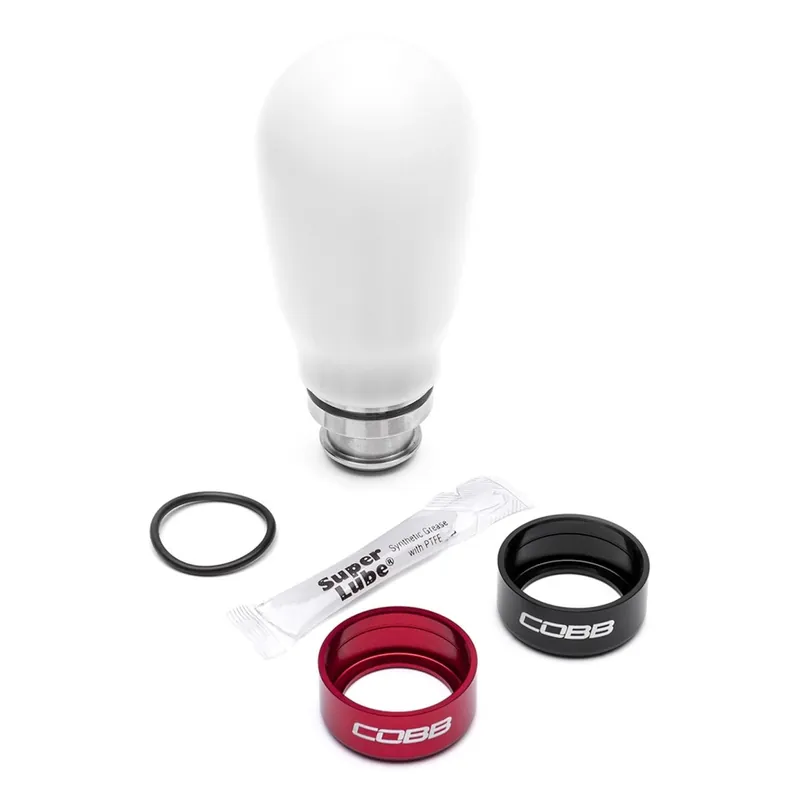 COBB Weighted Tall Shift Knob White w/ Interchangeable Base 5 Speed Subaru Models Exclusive