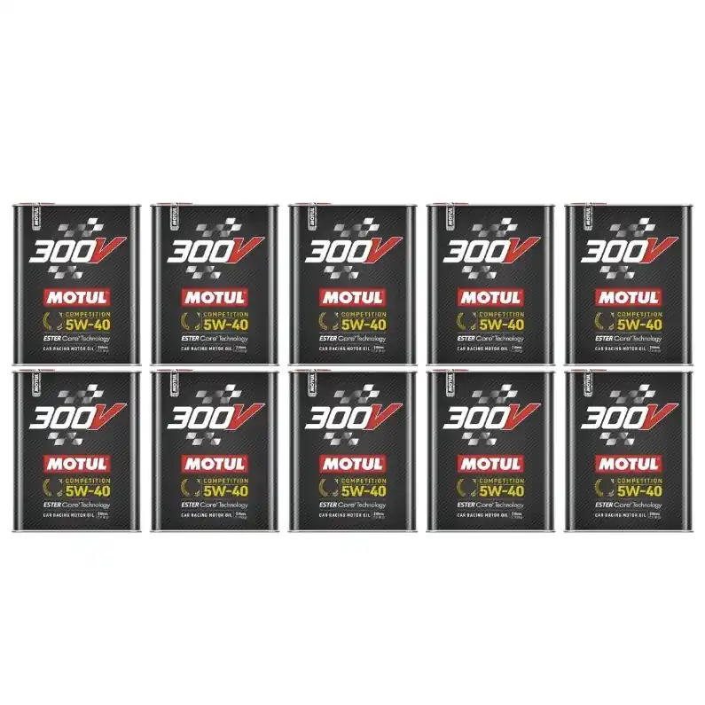 Professional Grade Motul 300V 5W-40 Power Full Synthetic Motor Oil Case (10x 2L Bottles)