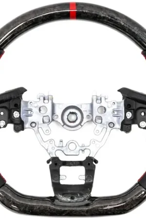 Molded Innovations Forged Carbon Fiber Steering Wheel w/ Perforated Leather Grip, Red Stripe and Red Stitching 2022-2024 WRX Trending