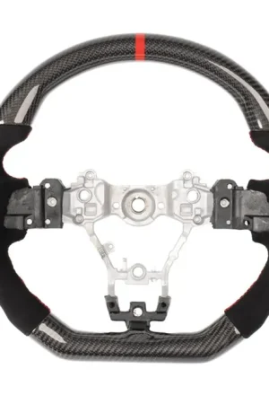 Limited Time Molded Innovations Original Carbon Fiber Steering Wheel w/ Suede Grip, Red Stripe and Red Stitching 2015-2021 WRX / 2015-2021 STI