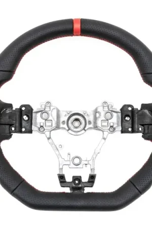 Instant Buy Molded Innovations OEM Plus Style Perforated Leather Steering Wheel w/ Red Stitching and Red Stripe 2015-2021 WRX / 2015-2021 STI