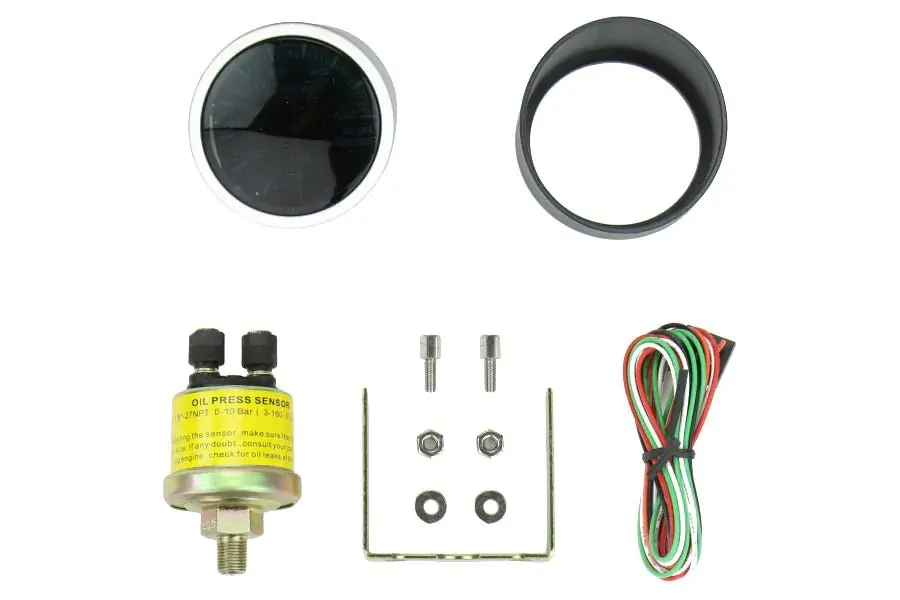 Modern Prosport Performance Series Amber / White Electronic Oil Pressure Gauge 52MM