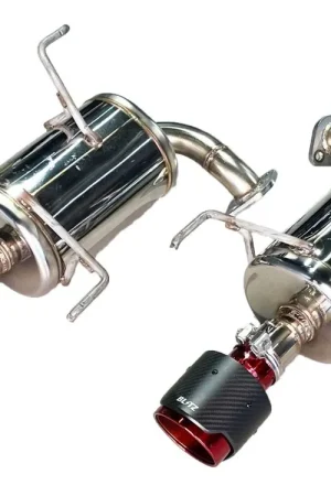Limited Edition Blitz NUR-SPEC Custom Series Axle Back Exhaust w/ Carbon Red Tips 2022-2024 WRX