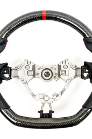 Holiday Sale Molded Innovations Original Carbon Fiber Steering Wheel w/ Perforated Leather Grip, Red Stripe and Red Stitching 2017-2024 BRZ / 2017-2021 GT86 / 2022-2024 GR86