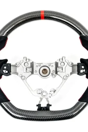 Same Day Shipping Molded Innovations Original Carbon Fiber Steering Wheel w/ Suede Grip, Red Stripe and Red Stitching 2017-2024 BRZ / 2017-2021 GT86 / 2022-2024 GR86