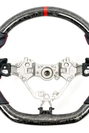 Molded Innovations Forged Carbon Fiber Steering Wheel w/ Perforated Leather Grip, Red Stripe and Red Stitching 2017-2024 BRZ / 2017-2021 GT86 / 2022-2024 GR86 Time-Limited