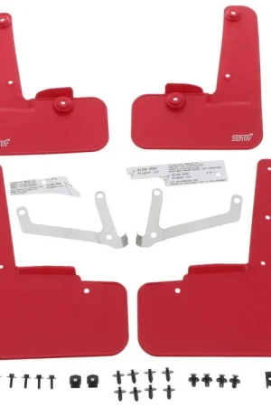 Subaru OEM Mudflap Set Red w/ White STI Logo 2022-2024 WRX Get Yours