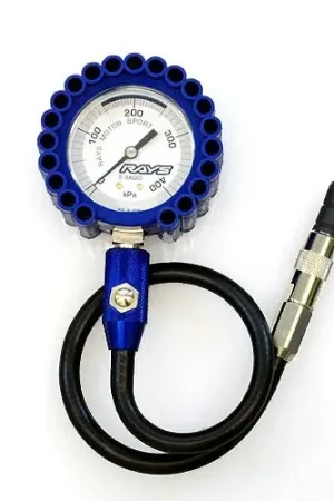 While Supplies Last RAYS Official Racing Air Gauge 60MM Blue w/ Black Accent