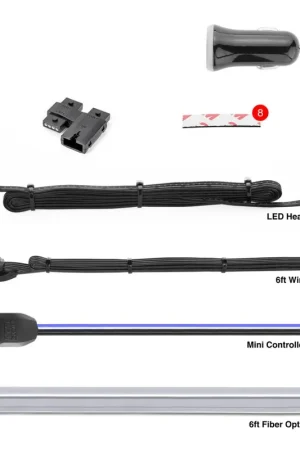 XKGlow LED Fiber Optic Kit w/ 3pc LED Heads + 6ft Fiber Optic Roll | App-controlled Latest