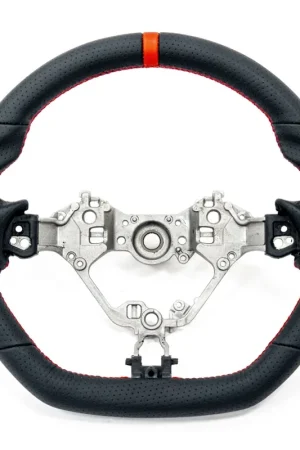 Free Returns Molded Innovations OEM Plus Style Perforated Leather Steering Wheel w/ Red Stitching and Red Stripe 2017-2024 BRZ / 2017-2021 GT86 / 2022-2024 GR86