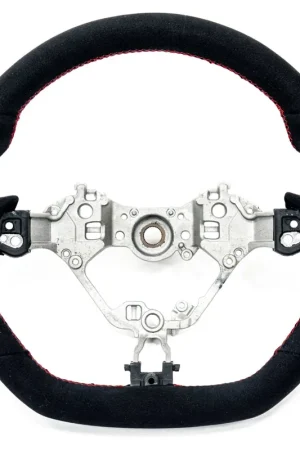 Super Sale Molded Innovations OEM Plus Style Suede Steering Wheel w/ Red Double Stitch 2017-2024 BRZ / 2017-2021 GT86 / 2022-2024 GR86