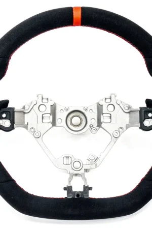 Molded Innovations OEM Plus Style Suede Steering Wheel w/ Red Double Stitch and Red Stripe 2017-2024 BRZ / 2017-2021 GT86 / 2022-2024 GR86 Buy Online