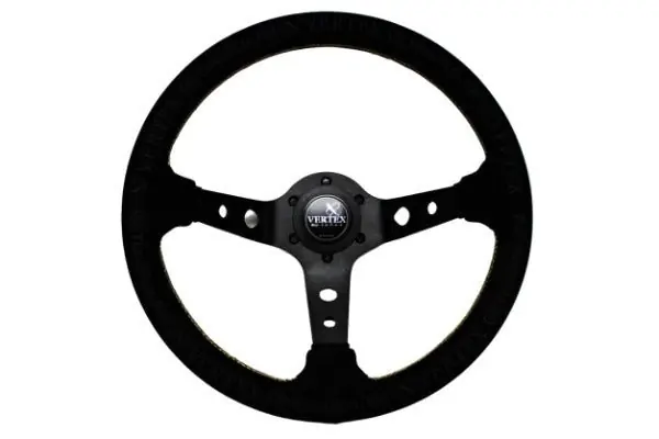Deal VERTEX King Steering Wheel 330mm Suede w/ Gold Stitching