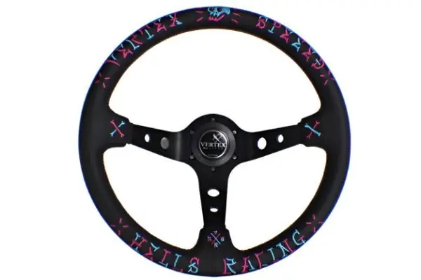 VERTEX Speed Steering Wheel 350mm Leather w/ Blue and Pink Stitching Limited Offer