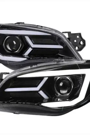 Spec-D Version 2 LED Bar Style Projector Headlights w/ Gloss Black Base and Clear Lens 2006-2007 WRX / 2006-2007 STI w/ OEM Halogen Lights Fresh Stock