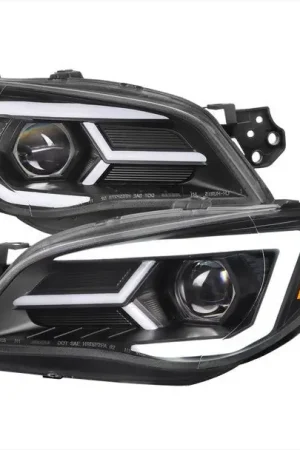 Mega Sale Spec-D Version 2 LED Bar Style Projector Headlights w/ Matte Black Base and Clear Lens 2006-2007 WRX / 2006-2007 STI w/ OEM Halogen Lights