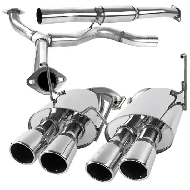 Spec-D Stainless Steel Quad Tip Exhaust w/ Polished 2.5" Dual Wall Tips 2008-2014 WRX Sedan / 2011-2014 STI Sedan Top Rated