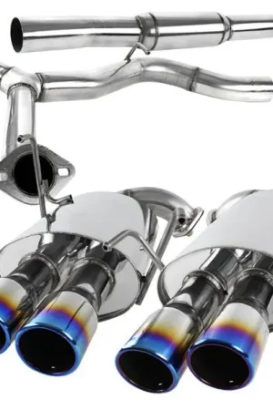 Free Delivery Spec-D Stainless Steel Quad Tip Exhaust w/ Burnt 2.5" Dual Wall Tips 2008-2014 WRX Sedan / 2011-2014 STI Sedan