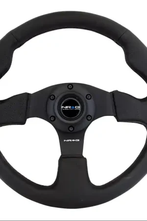 NRG Innovations 320MM Leather Steering Wheel w/ Black Center, Black Stitching and Perforated Leather Grip Fan Favorite