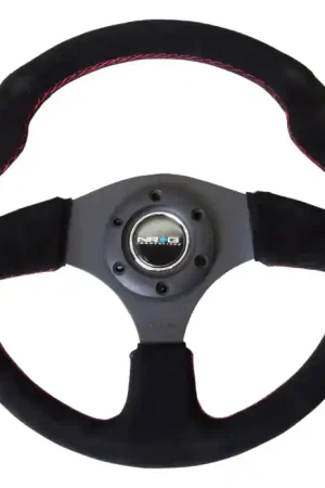 New Release NRG Innovations 320MM Steering Wheel w/ Black Center, Red Stitching and Suede Grip