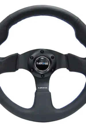 NRG Innovations 320MM Leather Steering Wheel w/ Black Center, Blue Stitching and Perforated Leather Grip One Day Deal