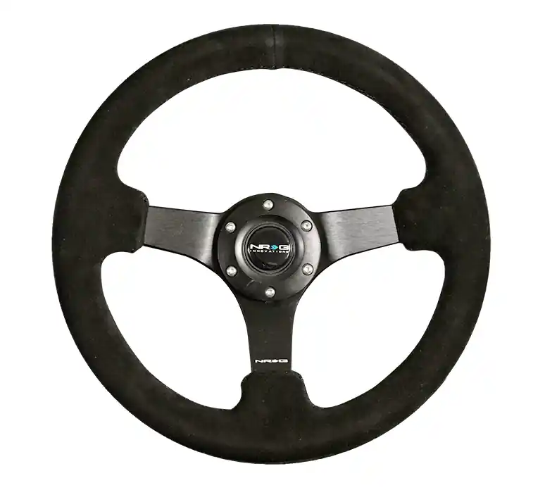 Today Only NRG Innovations 330mm Deep Dish Steering Wheel w/ Black Center, Black Stitching and Black Sparkled Suede Grip