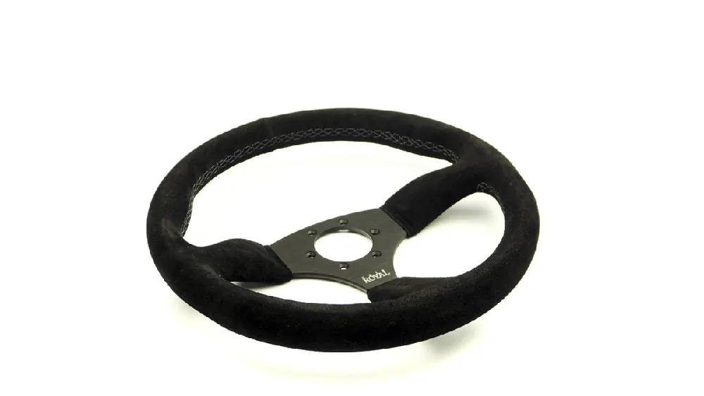 Instant Buy Grip Royal Ace 350mm Deep Dish Steering Wheel w/ Black Suede Grip and Light Black Stitching
