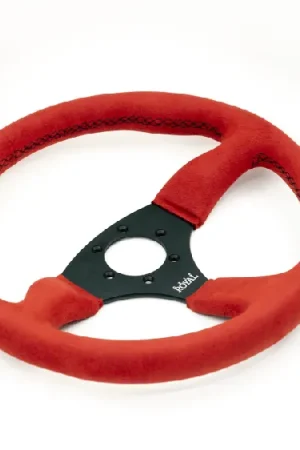 Price Drop Grip Royal Ace 350mm Deep Dish Steering Wheel w/ Red Suede Grip and Black Stitching