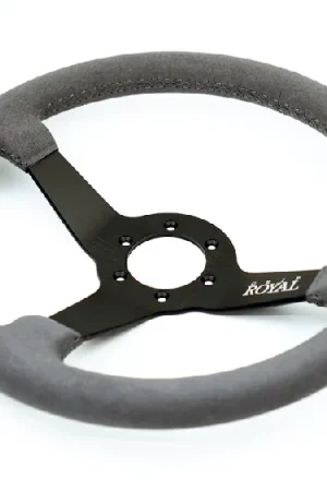 Grip Royal Brute 350mm Deep Dish Steering Wheel w/ Grey Suede Grip and Grey Stitching Instant Buy