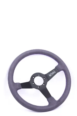 Big Sale Grip Royal Brute 350mm Deep Dish Steering Wheel w/ Grey Suede Grip and Purple Stitching
