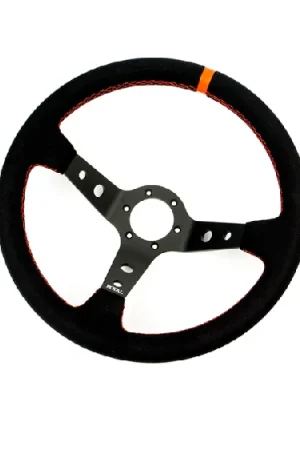Grip Royal Club 350mm Deep Dish Steering Wheel w/ Black Suede Grip, Red Stitching, And Red TDC Stripe Top Pick
