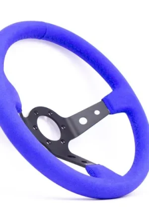 Grip Royal Club 350mm Deep Dish Steering Wheel w/ Blue Suede Grip, and Blue Stitching Latest