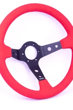 Grip Royal Club 350mm Deep Dish Steering Wheel w/ Red Suede Grip, and Red Stitching Wholesale