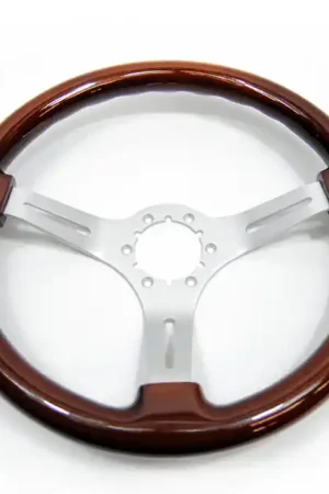 Budget Grip Royal Classic 350mm Deep Dish Steering Wheel w/ Woodgrain Grip and Silver Center