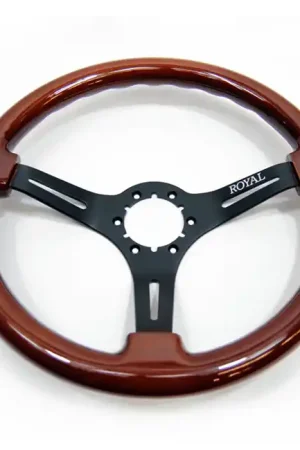 Grip Royal 350mm Deep Dish Steering Wheel w/ Woodgrain Grip and Black Center No Minimum Order