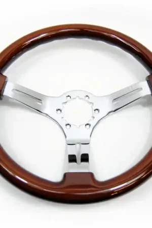 Grip Royal Penny 350mm Deep Dish Steering Wheel w/ Woodgrain Grip and Chrome Center Best Choice