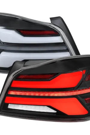 Spec-D New Era Style Sequential LED Tail Lights Black Housing w/ Clear Lens and White Bar 2015-2021 WRX / 2015-2021 STI Last Chance