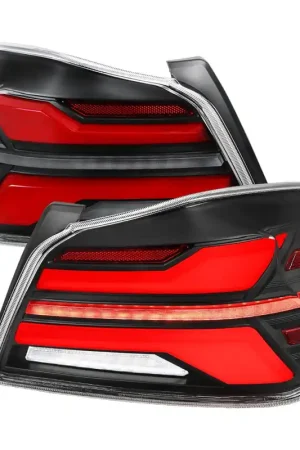 Time-Limited Spec-D New Era Style Sequential LED Tail Lights Matte Black Housing w/ Clear Lens and Red Bar 2015-2021 WRX / 2015-2021 STI