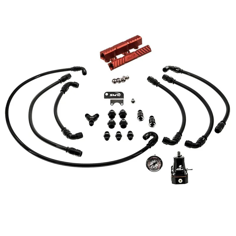 Mega Sale SMY V2 MAX Top Feed PTFE Fuel Line Kit w/ Red Fuel Rails & Fuel Pressure Regulator 2008-2014 WRX / 2008-2021 STI