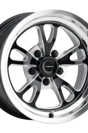 Vision American-Muscle 149 Patriot 5x127 15x4-19  Gloss Black Milled Spoke Polished Lip Warranty Included