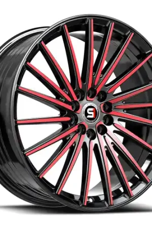 Spec-1 SP-68 5x112/5x114.3 18x8 +38 Gloss Black & Red Machined Wholesale