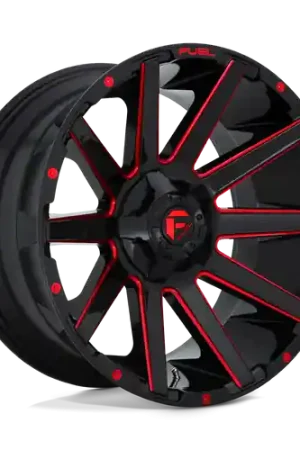 Factory Price Fuel 1PC D643 CONTRA 5X127/5X139.7 24X12 -44 GLOSS BLACK RED TINTED CLEAR