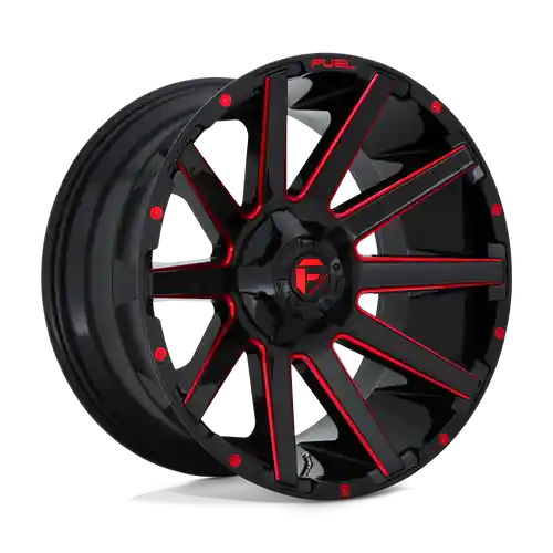 Factory Price Fuel 1PC D643 CONTRA 5X127/5X139.7 24X12 -44 GLOSS BLACK RED TINTED CLEAR