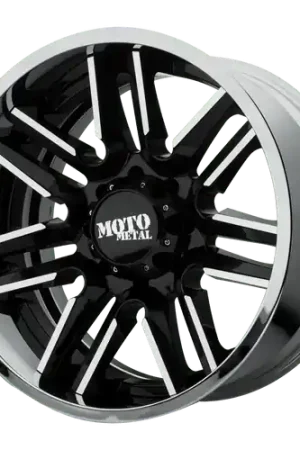 Moto Metal MO202 8X180 22X10 -18 GLOSS BLACK MACHINED CENTER CHROME LIP Wholesale