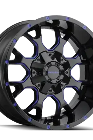 Mayhem Warrior 8015 5x127/5x139.7 20x10-25 Black W/Prism Blue Next Day Delivery