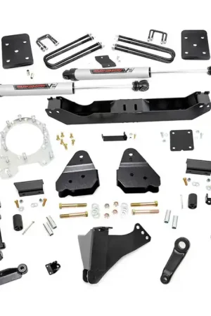 6 Inch Ford 4-Link Suspension Lift Kit No Rear Overload Springs 4 Inch Axle Diam w/V2 Shocks 17-19 F-250/350 4WD Diesel Rough Country No Minimum Order
