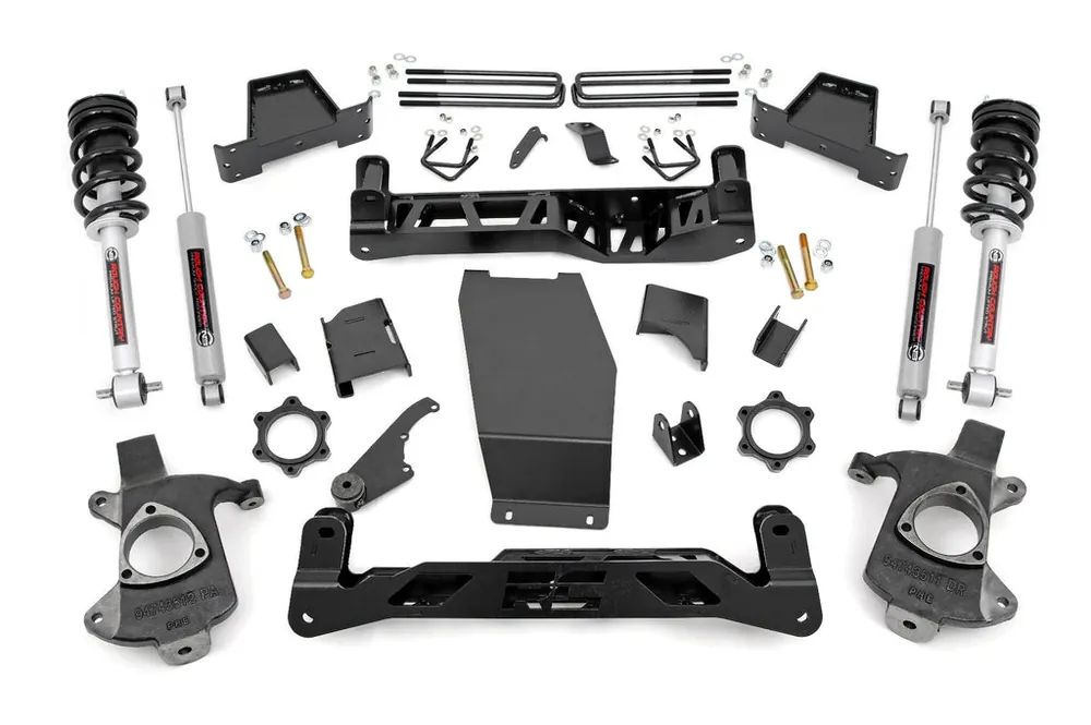 6.0 Inch GM Suspension Lift Kit w/N3 Struts and N3 Shocks 14-18 1500 PU 4WD Aluminum Rough Country Crafted